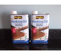 2 x Rustins Worktop Oil 500ml wipe on natural finish for use on interior wood