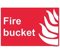 2 x safety sign - fire bucket - landscape - self adhesive weather proof vinyl sticker label - 20cm x 15cm (MPN-5142)