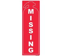 2 x safety sign - Fire extinguisher missing - portrait - self adhesive weather proof vinyl sticker label - 15cm x 45cm (MPN-5103)