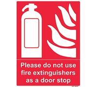 2 x safety sign - please do not use fire extinguishers as a door stop - self adhesive weather proof vinyl sticker label - 15cm x 20cm (MPN-5106)