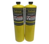 2 X Salvus Map HTI Mapp Gas Cylinder | 400 Gram Yellow Gas Bottle for Plumbers Soldering