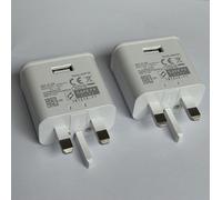 2 x Samsung UK Charging Travel Adapter USB Charger Power EP-TA200 White twin pac