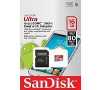 2 x SanDisk Ultra 16GB micro SDHC UHS-I Card Adapter Class 10 Speed up 80 MB/s
