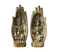 2 x Sandstone Buddhas Hand Sculptures for Spiritual Serenities and Elegant Home Accent Peace Decoration