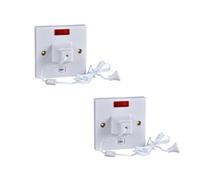 2 X Schneider Gswpull50N Shower Ceiling Pull Switch With Neon & Indicator Dp 50 Amp