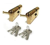 2 x Secure Euro Door Locks 45/45 BRASS Finish Keyed Alike 3 Keys Per Lock