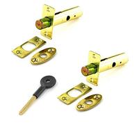 2 x Security Dead Bolts with Star Key Electro Brass