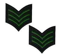 2 x Sergeant Military Rank Chevron Patch - Green & Black Army Stripes Embroidered Iron-On Badge for Jackets, Tactical Gear, Denim & Costumes (5.5 x 5cm)