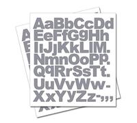 2 x Set of A-Z Silver Capital & Small Letters Full Alphabet - Removable Self Adhesive Waterproof Durable Vinyl Stickers - Cut to The Sticker Shape - Size 20mm