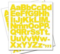 2 x Set of A-Z Yellow Capital & Small Letters Full Alphabet - Removable Self Adhesive Waterproof Durable Vinyl Stickers - Cut to The Sticker Shape - Size 20mm