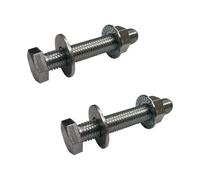2 X Set Screw Bolts M10 X 50mm, Washers & Flange Nuts,