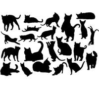 2 x Sheets of 22 Cat Feline Pet Silhouette Cute Stickers - Scrapbook Accessories - Car Decal - Water Bottles - Fun Gifts for Women - Labels (Black, 15cm x 10cm (Total Sheet Size))