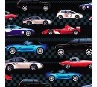 2 x SHEETS SPORTS CAR - HIGH PERFORMANCE WRAPPING PAPER + 2 GIFT TAGs