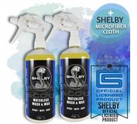 2 x Shelby Car Showroom Waterless Wash & Wax 1L Spray Wipe Twin Pack+SH Cloth