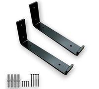 2 x Shelf Brackets Heavy Duty for Scaffold Board Shelving | Rustic Industrial Style | Made from Steel 225mm by MKGT (2, Black)