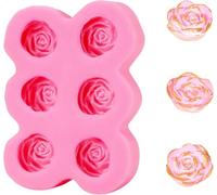 2 x Silicone Chocolate Moulds, Ice Cube Tray, 6 Cavity Rose Flower Moulds, Resin Jelly Silicone Baking Moulds for Cake Decoration, Chocolate, Soap, Ice Cubes, Sweets, DIY, Dishwasher Safe