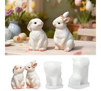 2 x silicone moulds, Easter bunny, Treabear, silicone moulds, casting moulds, rabbits, carrying a flower wreath, plaster moulds for pouring, Easter bunnies, casting moulds, silicone spring flowers