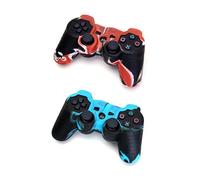 2 x Silicone Protective Case Cover for PS2 PS3 Wireless Controller Blue Red