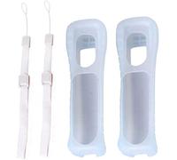 2 x Silicone Skin Case Cover with Wrist Strap for Nintend Wii Remote (White)