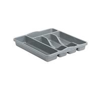 2 X Silver 5 Compartment Plastic Cutlery Holder Tray Drawer Organiser Rack
