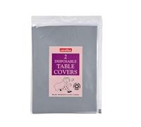 2 x Silver 90 x 90cm Disposable Paper Table Cloth Cover for Square or Rectangular Dining Table Birthday Party, Catering, Baby Shower & Wedding Decorations By Zinnia