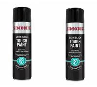 2 x Simoniz Large Tough Satin Black Aerosol Car Auto Spray Paint 500ml SIMVHT51D