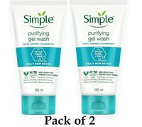 2 X SIMPLE Daily Skin Detox Purifying Face Gel Wash 150ml Each