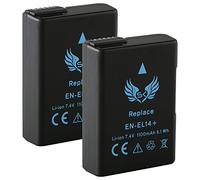 2 x SK Battery Replacement for Nikon EN-EL14 | 1100 mAh | EN-EL14A for Nikon D3100 D3300 D3400 D3500 D5100 D5300 D5500 D5600 DF /// CoolPix P7000 P7700 0 P78 00 cm