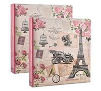 2 X Slip in Case 3-Ring Binder Photo Album CD/DVD Pocket Horizontal Vertical Pockets Holds 500 Photos 6'' X 4''/ 10x15 Cm (Vintage Travel)