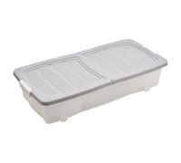 URBNLIVING 2 x 40 or 55 Litre Large Under Bed Plastic Storage Box Wheeled with Lids Shoes Pack (2 x Grey, Small)