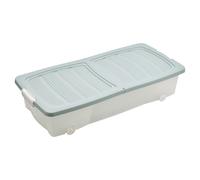 (2 x Small (40 Litre), Teal) 2 x 40 or 55 L Under Bed Storage Box Wheels Lids