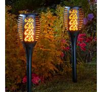 2 X Smart Garden Solar Cool Flame Torch Light Stake Bollard Lantern Led 1012624