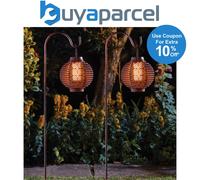 2 x Smart Garden Solar Forli Flaming Lantern LED Light Silhouette Shepherds Hook