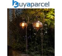 2x Solar Lantern Moroccan Hanging Garden Outdoor Lamp Lighting Flame Effect
