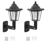 2 x Solar Powered LED Outdoor Garden Fence Wall Lantern Light