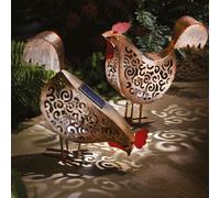 mysmartbuy 2 x Solar Powered Silhouette Hens - Outdoor Ornaments with LED Light in Bronze mysmartbuy Bronze