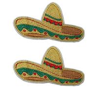 2 X Sombrero Mexican Hat Embroidered Patch - Iron-On Appliqué for Jackets, Shirts, Hats, Bags & DIY Projects (8 x 4cm)