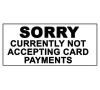 2 x Sorry No Card Payments Info Label Sign Removable Self Adhesive Waterproof Durable Vinyl Label Sticker 225mm x 106mm