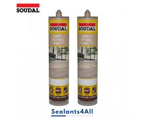 2 x Soudal Parquet Flexible Joint Sealant 290ml, Laminate Sealer, Medium Oak