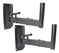 2 x Speaker Wall Bracket in Black with 2 Way Adjustment for Loudspeakers