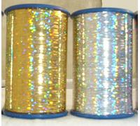 2 x Spools of Holographic Lurex Premium Threads 1 Gold + 1 Silver 2500 Meters Each Spool 1/32 + 2 Plain Gold and Silver SPOOLS Free