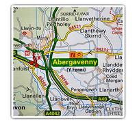 2 x Square 7.5cm Vinyl Stickers - Abergavenny Wales Welsh Travel Map UK 44013