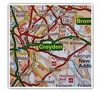 2 x Square 7.5cm Vinyl Stickers - Croydon London England Travel Map 44746