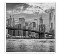 2 x Square 7.5cm Vinyl Stickers - New York Sunset Brooklyn Bridge 37780