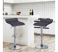 2 x Square Bar Stools PU Leather Swivel Stool EONLION Black One Size
