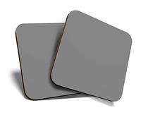 2 x Square Coasters - Black 60 Grey Colour Block Cork Backed Home Kitchen Accessory Tea Coffee Mug Mat #44299