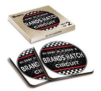 2 x Square Coasters - Brands Hatch Circuit Racing Flag Cork Backed MDF Glossy Tea Coffee Accessory #61149