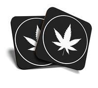 2 x Square Coasters - Cannabis Weed Marijuana Stamp Cork Backed Home Kitchen Accessory Tea Coffee Mug Mat #40281