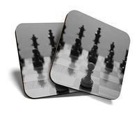 2 x Square Coasters - Chess Board Game Cork Backed Home Kitchen Accessory Tea Coffee Mug Mat #41558