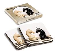 2 x Square Coasters - Chess Figures Knight Game Cork Backed MDF Glossy Tea Coffee Accessory #50497